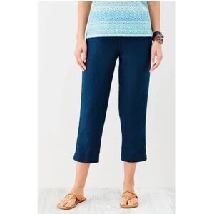 NWT J.JILL Linen Seaside Blue Elastic Waistband Capri Pants Womens 4X